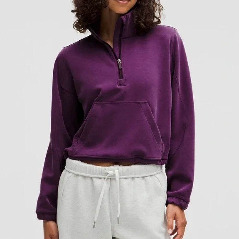 Lululemon Brushed Softstreme Half-Zip – Size 10 – Soft Faded Eggplant – $80